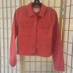 Frayed Jeans Brand - Flare Scarlet Coral Red Denim Jean Jacket Juniors Medium
